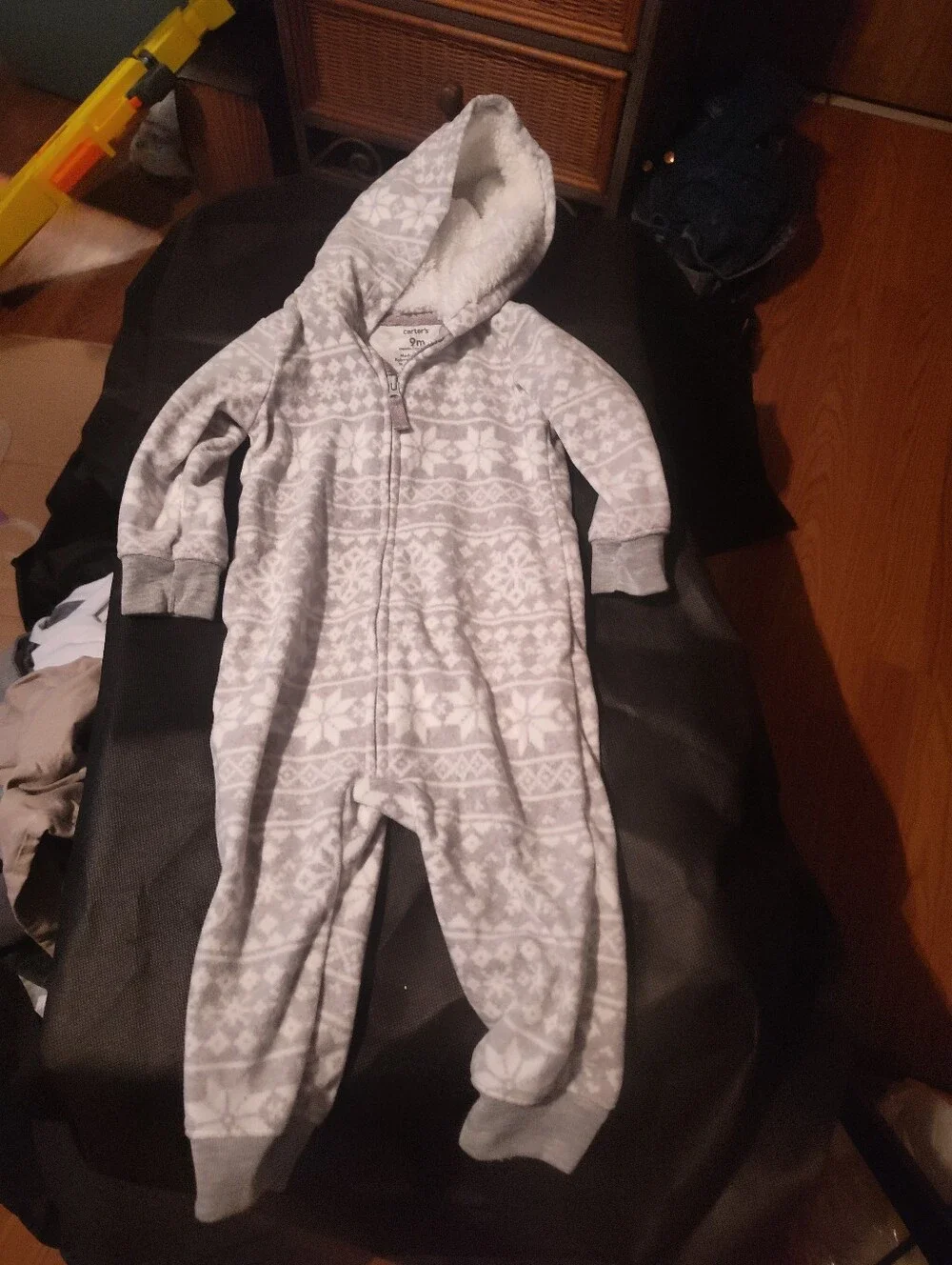 Carter's Grey and White Snowflake Sherpa-Lined Hoodie